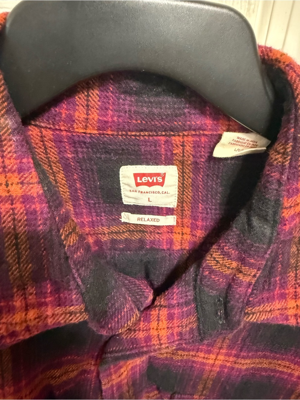 Levi's Plaid Flannel Shirt Jacket - Purple & Orange